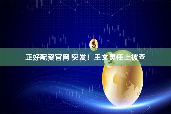 正好配资官网 突发！王文灵任上被查
